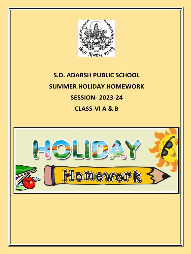Summer Holiday Homework for Class VI | PDF | Menu | Water