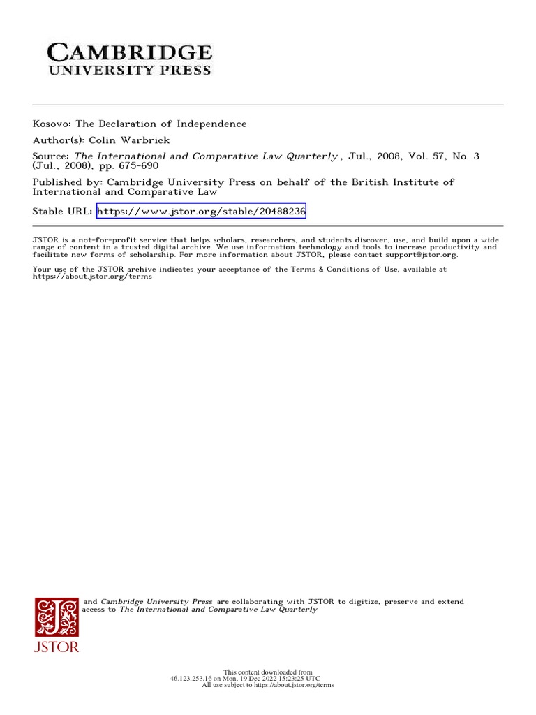 Kosovo, The Declaration of Independence PDF Kosovo Socialist