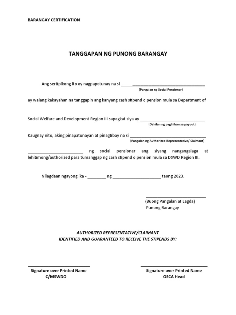 Barangay Certification | PDF
