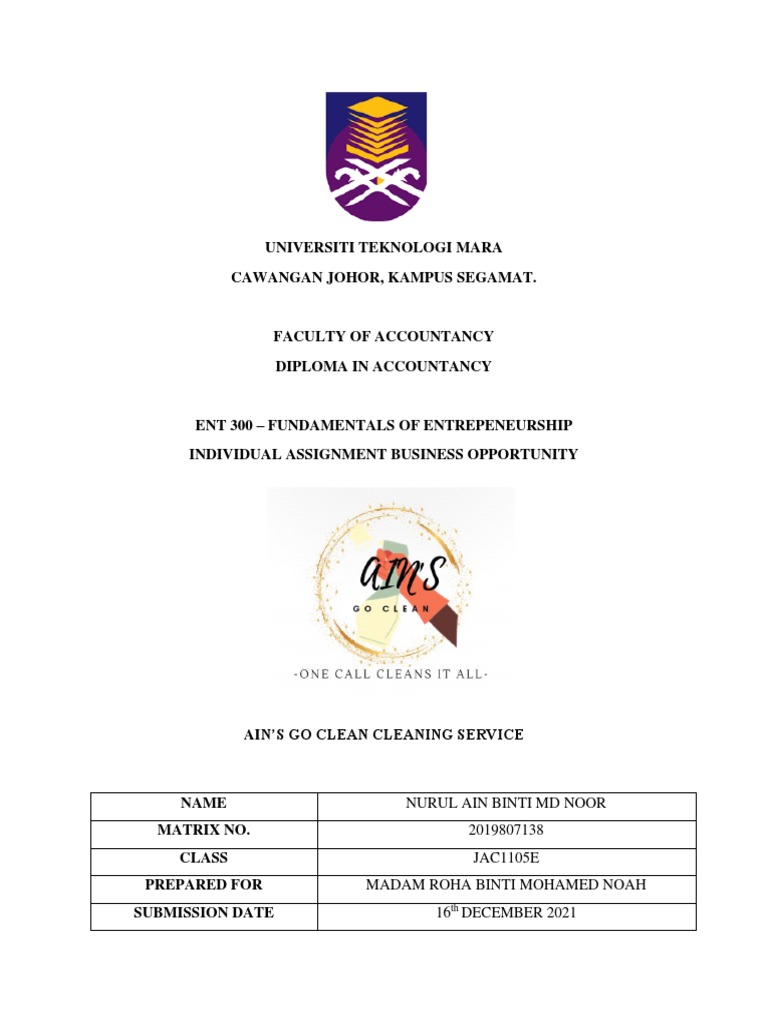 Nurul Ain Binti Md Noor 2019807138 5e Ain S Go Clean Pdf