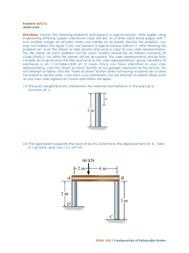 Axial Deformation Problems and Solutions | PDF | Stress (Mechanics ...