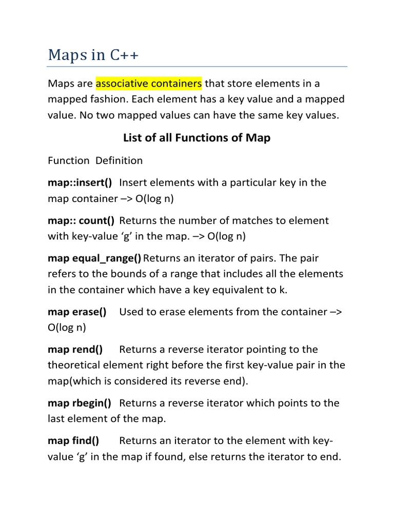 Maps in C++ | PDF | Mathematical Logic | Computing