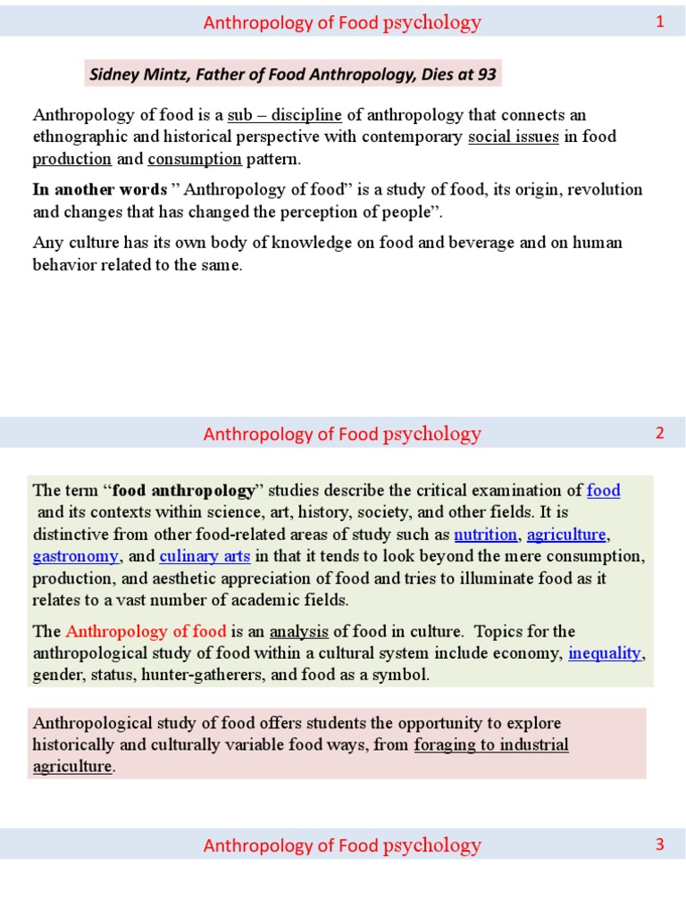 Anthropology of Food PDF Anthropology Psychology