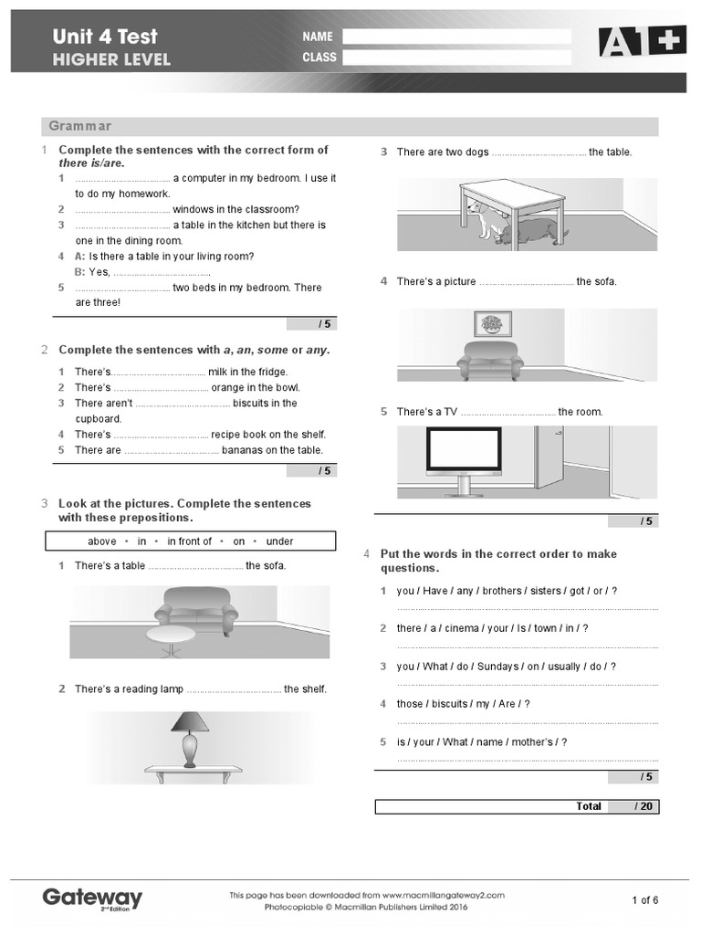 A1 Unit 4 Test Higher Download Free Pdf Bedroom Ellipsis