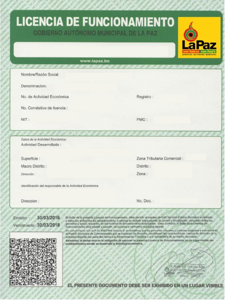 Licencia de Funcionamiento | PDF