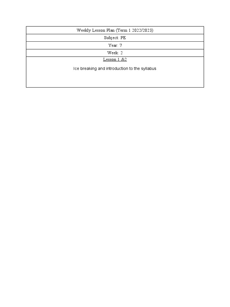 Weekly Lesson Plan Template PDF
