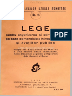 Lege Pentru Organizarea Şi Administrarea Pe Baze Comerciale A Întreprinderilor Şi Avuţiilor Publice 1929