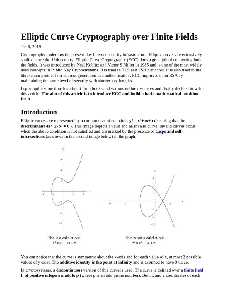 Elliptic Curve Cryptography Over Finite Fields | PDF | Field ...