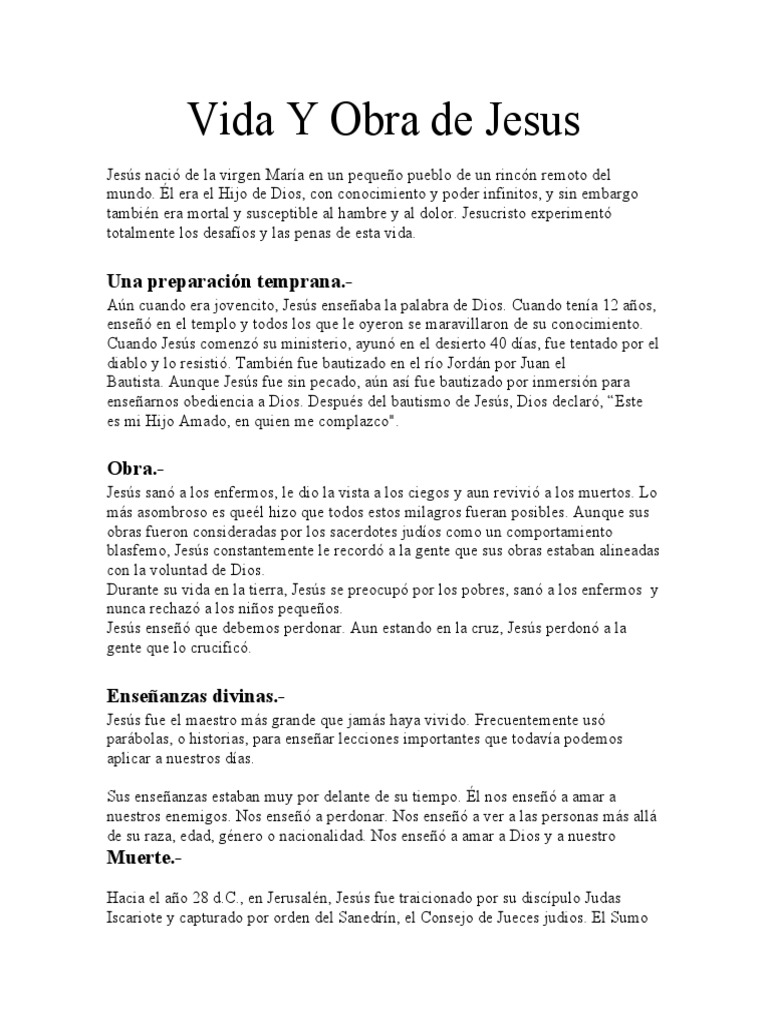 Vida Y Obra De Jesus Pdf Jesús Bautismo