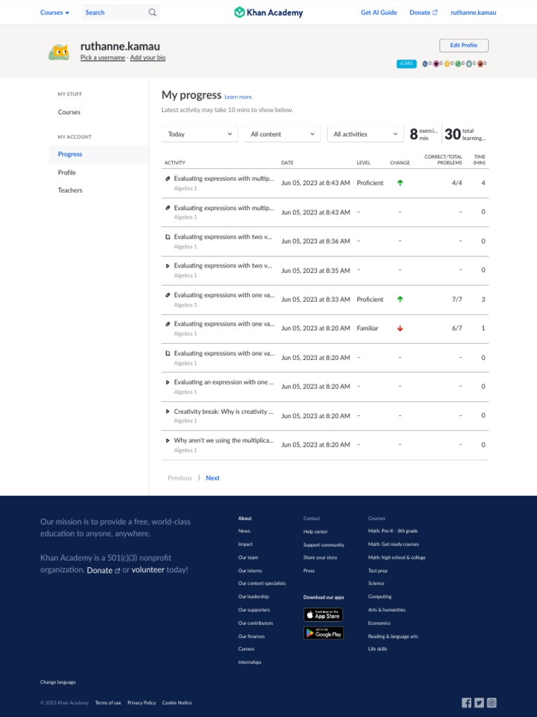 Dashboard Khan Academy PDF Science Learning