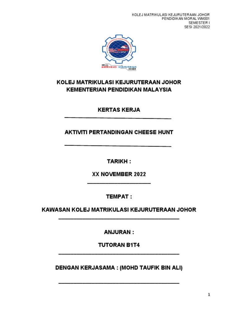 Pertandingan Cheese Hunt di KMKJ | PDF