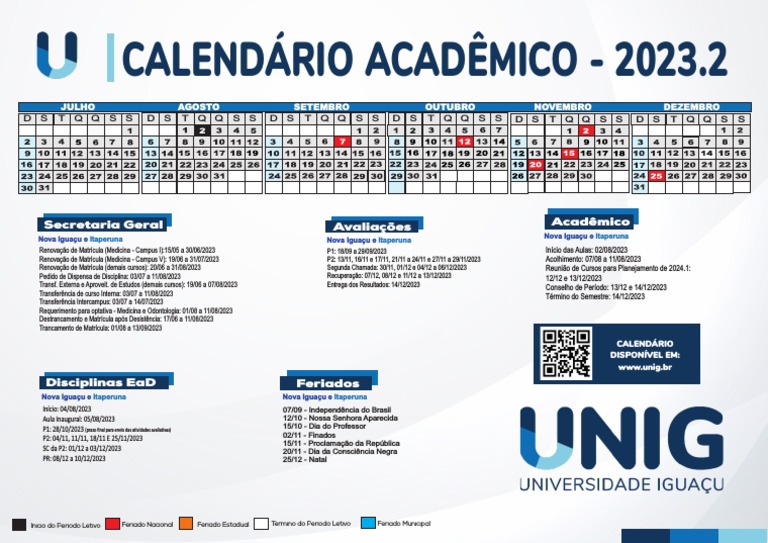 Calendário Acadêmico UNIG 2023.2 | PDF