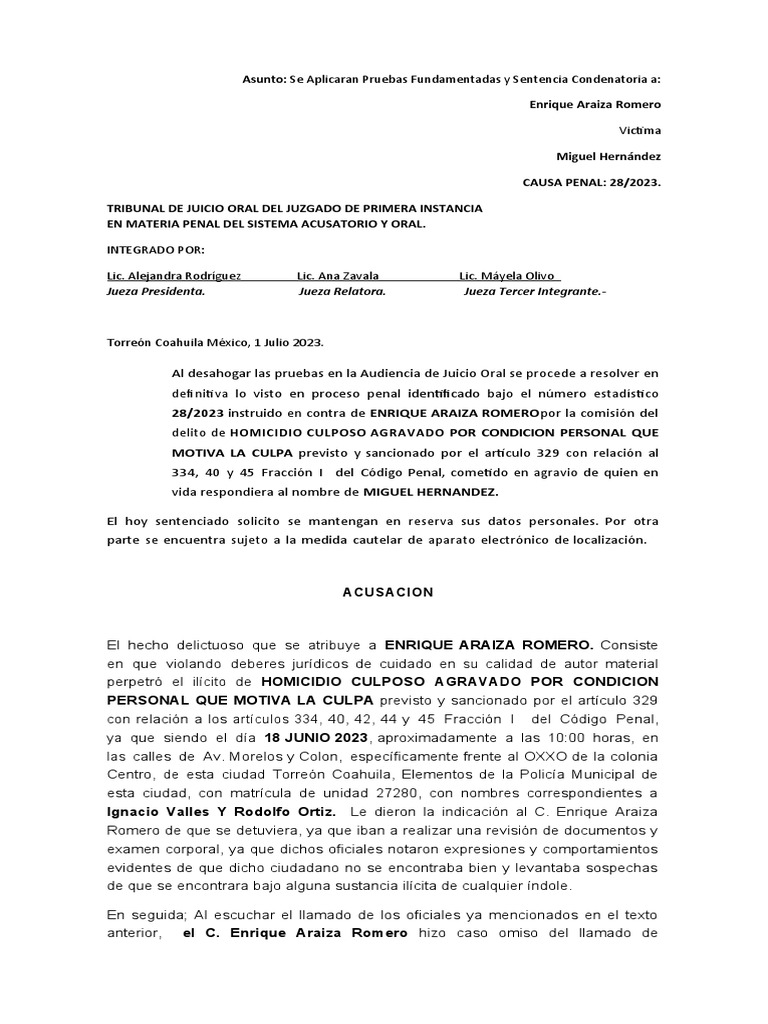 Homicidio Culposo Lic - Palomino | PDF | Trastorno depresivo mayor ...