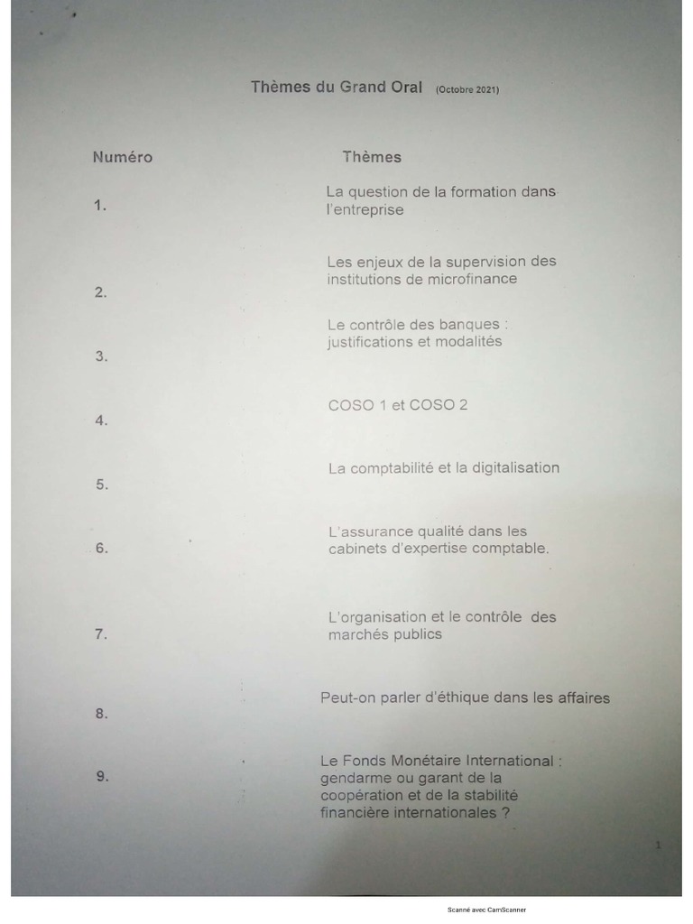 Sujets Grand Oral Mis À Jour. P. MOUTAÏROU Toïdi PDF