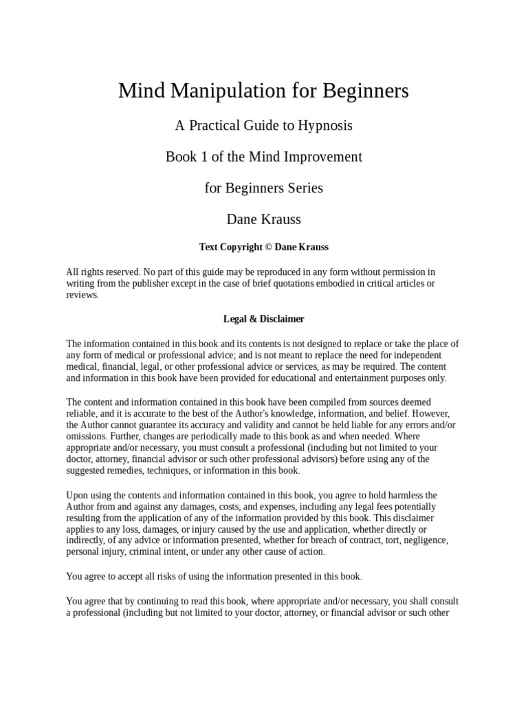 Mind Manipulation For Beginners A Practic - Dane Krauss | PDF ...