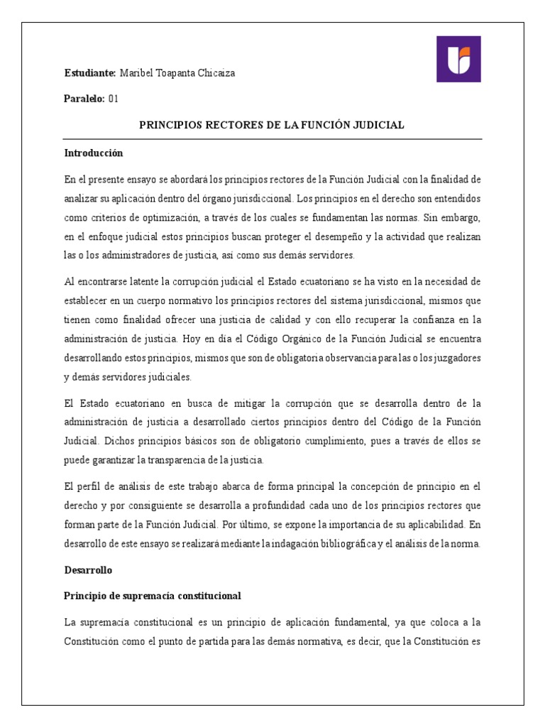 Tarea 1 maribel toapanta principios de la funci n judicial pdf