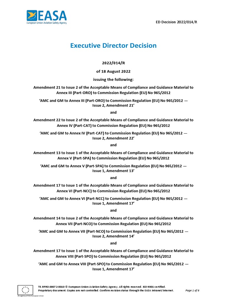 Ed Decision 2022014r PDF European Union Regulation