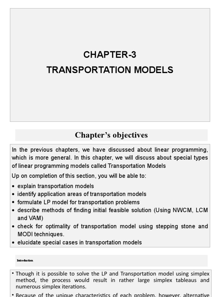 Transportation Models | PDF | Linear Programming | Mathematical ...