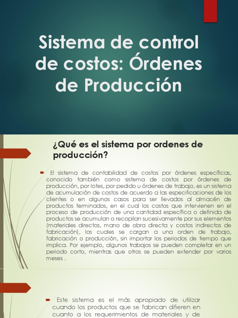 Control de Costos por Órdenes de Producción | PDF | Costo ...