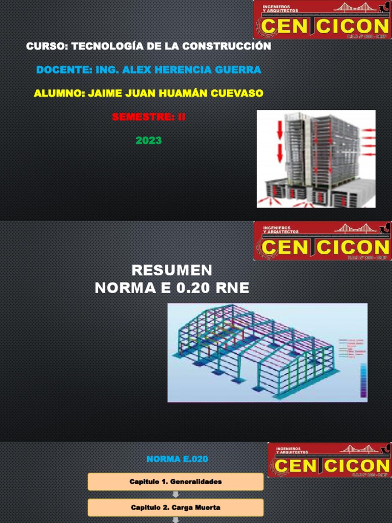 Norma E 0.20 RNE: Cargas en Edificaciones | PDF