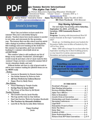 alpha tau newletter summer 2023  vol 7 issue 1