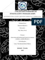 Ensayo Autoevaluación, Proceso de Mejora Continua y Calidad Educativa - Karina Duarte Gahona