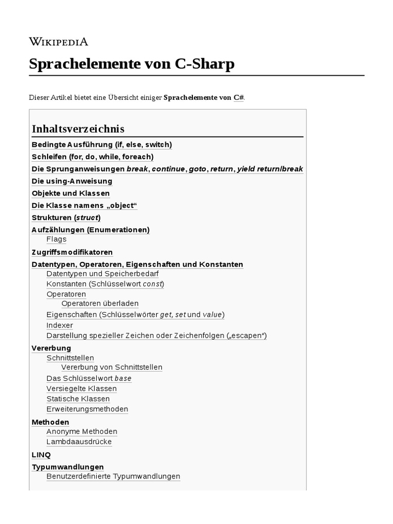 Sprachelemente Von C-Sharp | PDF