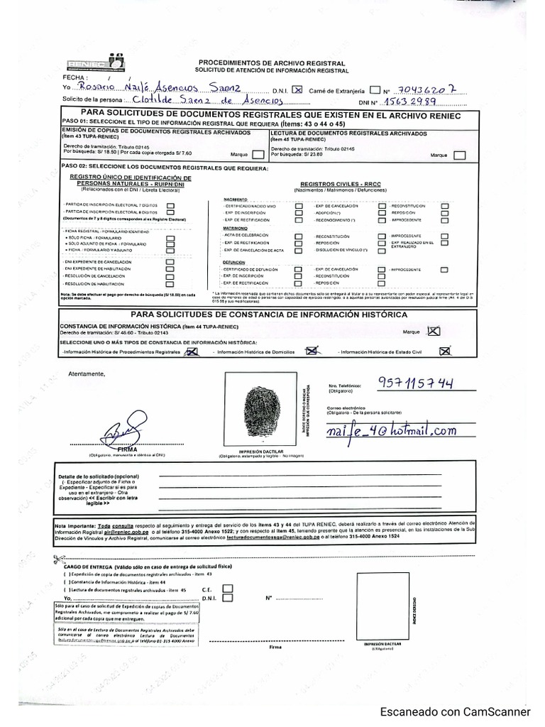 Solicitud de constancia historica reniec pdf