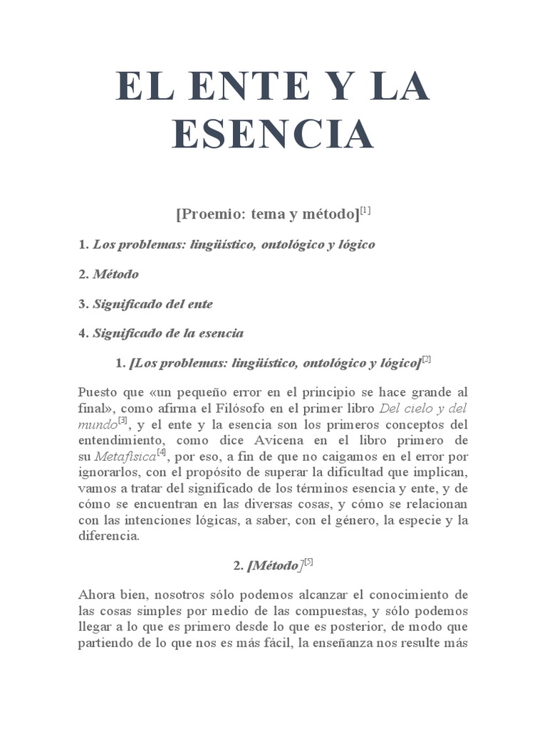 El Ente y La Esencia PDF Esencia Teoría de sustancias