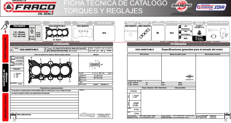 Torque de Hyundai-Kia 1.8 Soul, Elantra | PDF | Motor de combustión ...