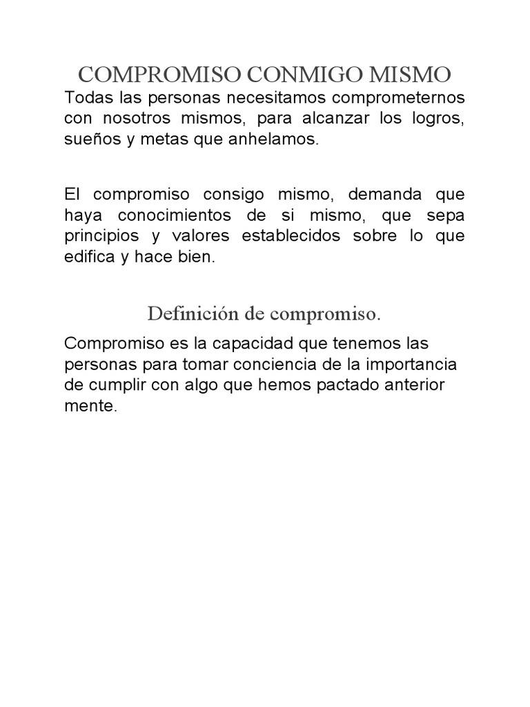 Compromiso Contigo Mismo: Definición y Ejemplos | PDF
