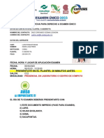 Ficha para Derecho A Examen Único: Preséntate en El Plantel 20 Minutos Antes