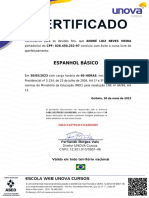 Certificado Espanhol - André Vieira
