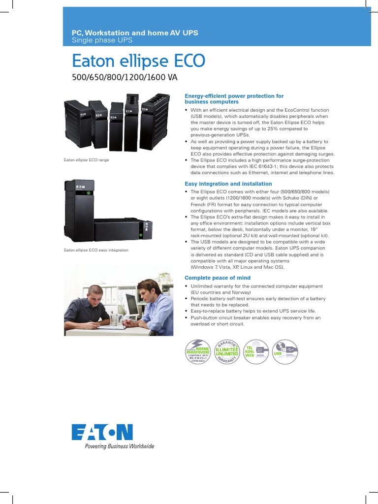Eaton Ellipse ECO Datasheet PDF Usb Computing