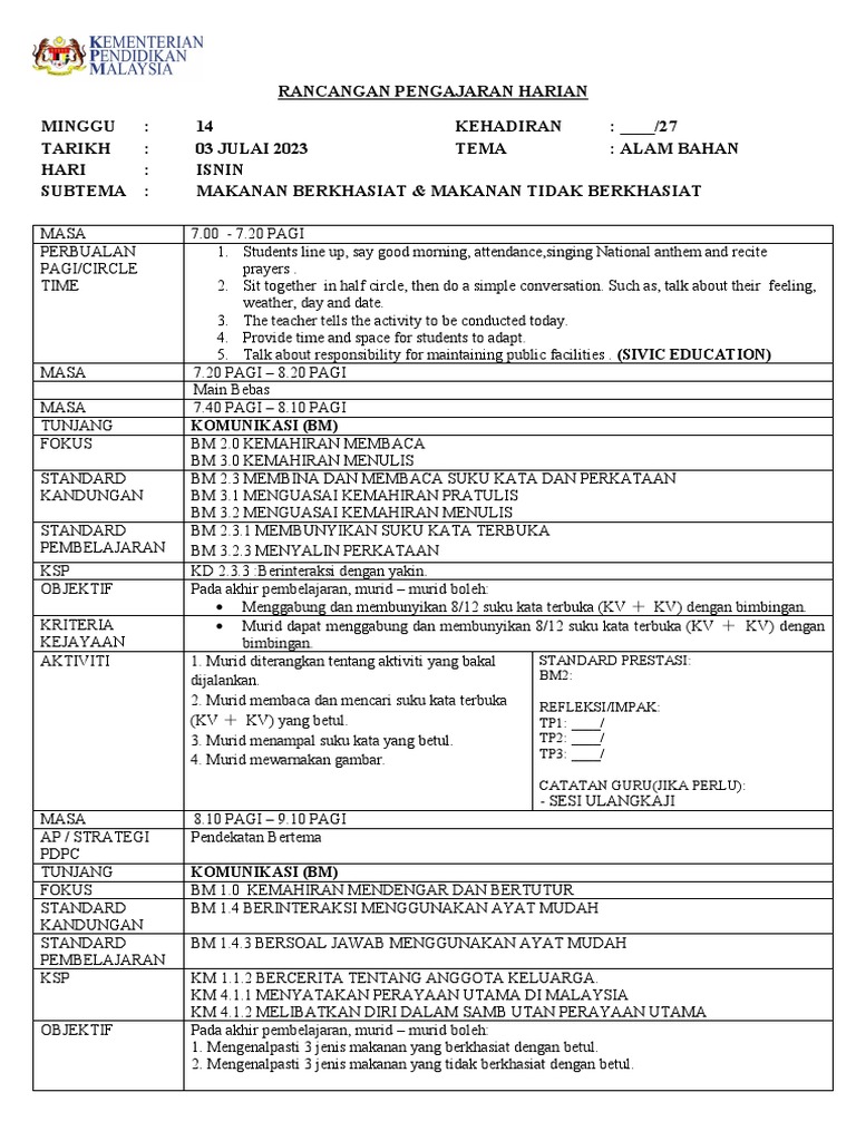 RPH 03 Julai 2023 | PDF