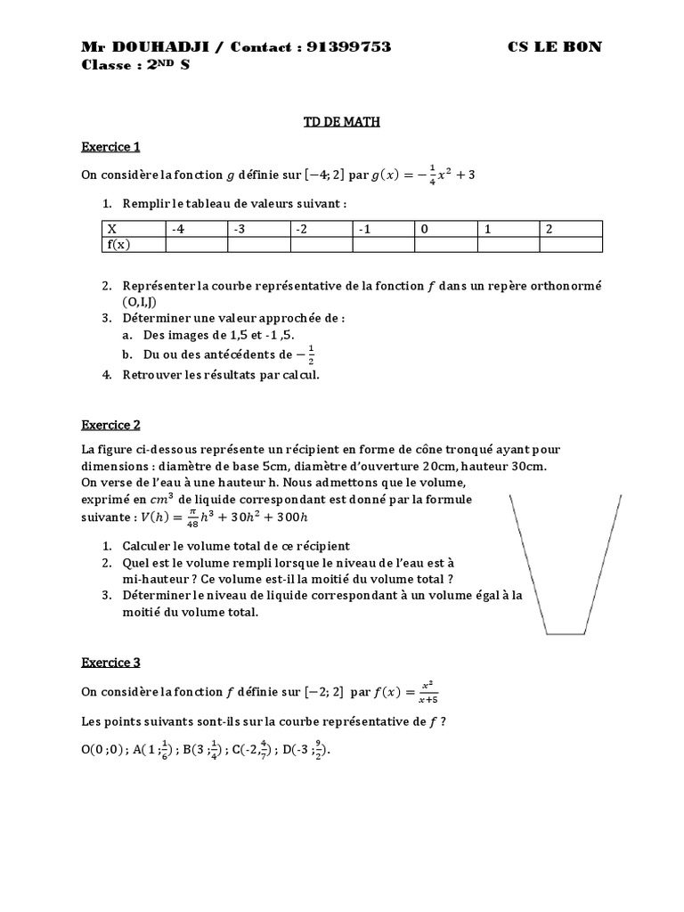 Exercices de mathématiques en 2nde S | PDF