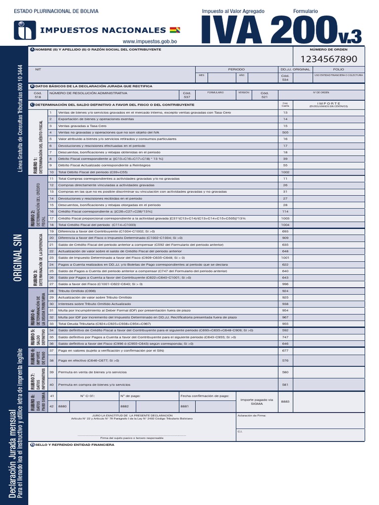 Declaración Jurada IVA 200 + IVA | PDF | Impuesto al valor agregado ...
