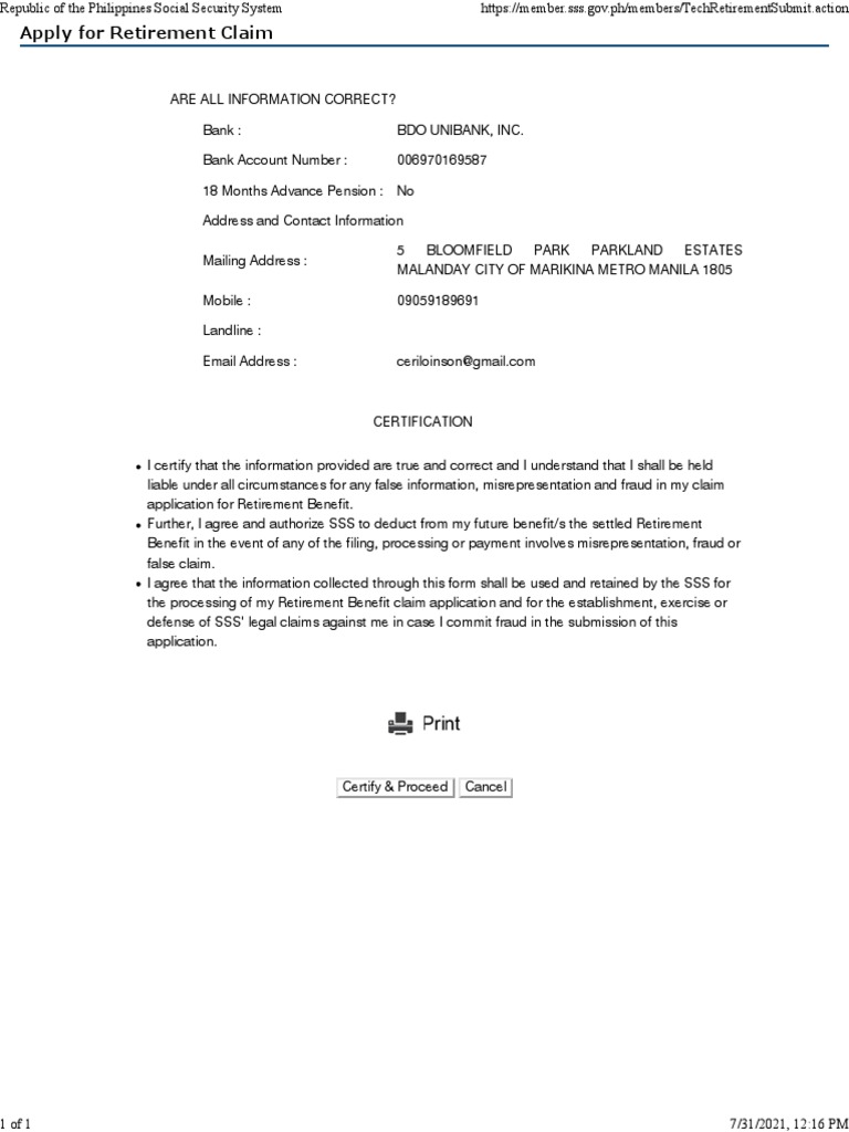 SSS Retirement PDF