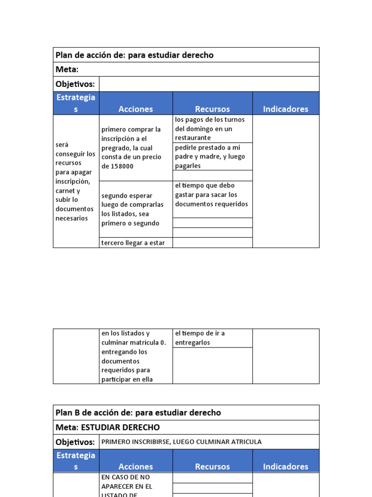 Anexo Plan de Accion | PDF | Crecimiento personal y profesional