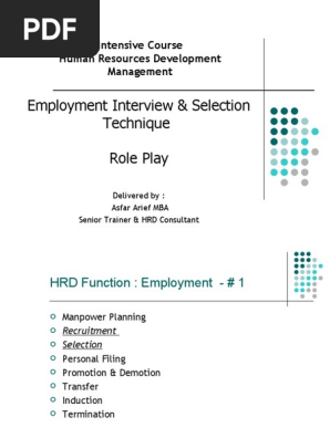 6 Employment Interview & Role Play Scenario