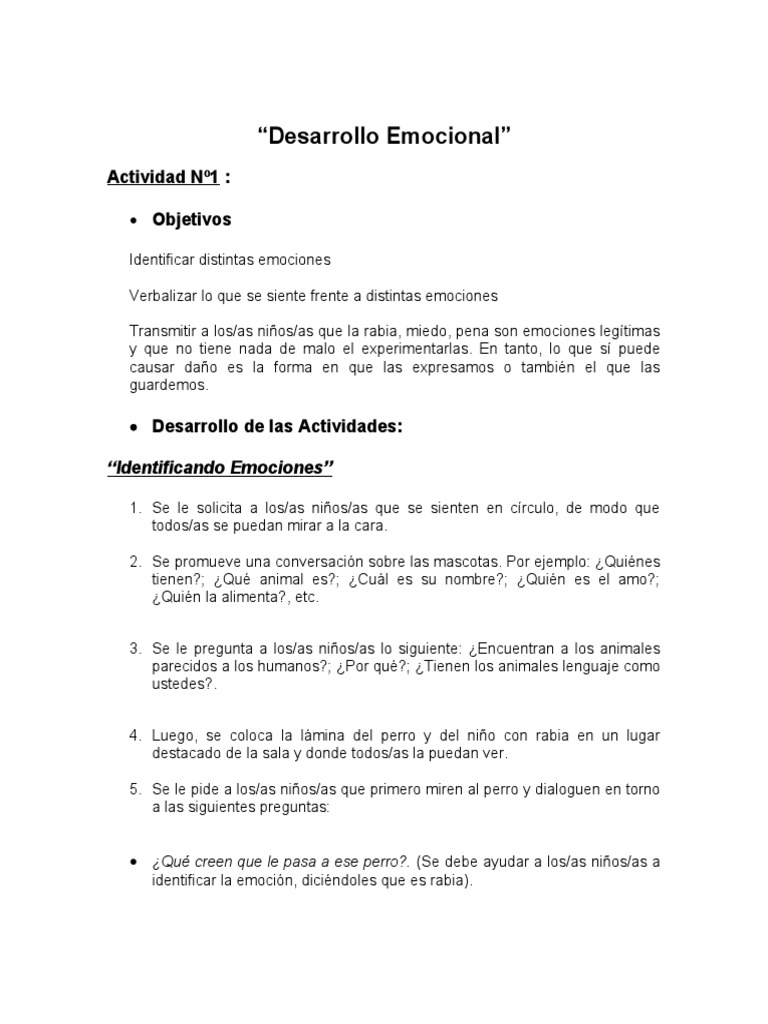 Taller Desarrollo Emocional | PDF | Las emociones | Temor