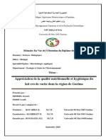 4.1.1-Appreciation de La Qualité Nutritive Et Hygiénique Du Lait Cru de Vache Dans La Region de Guelma