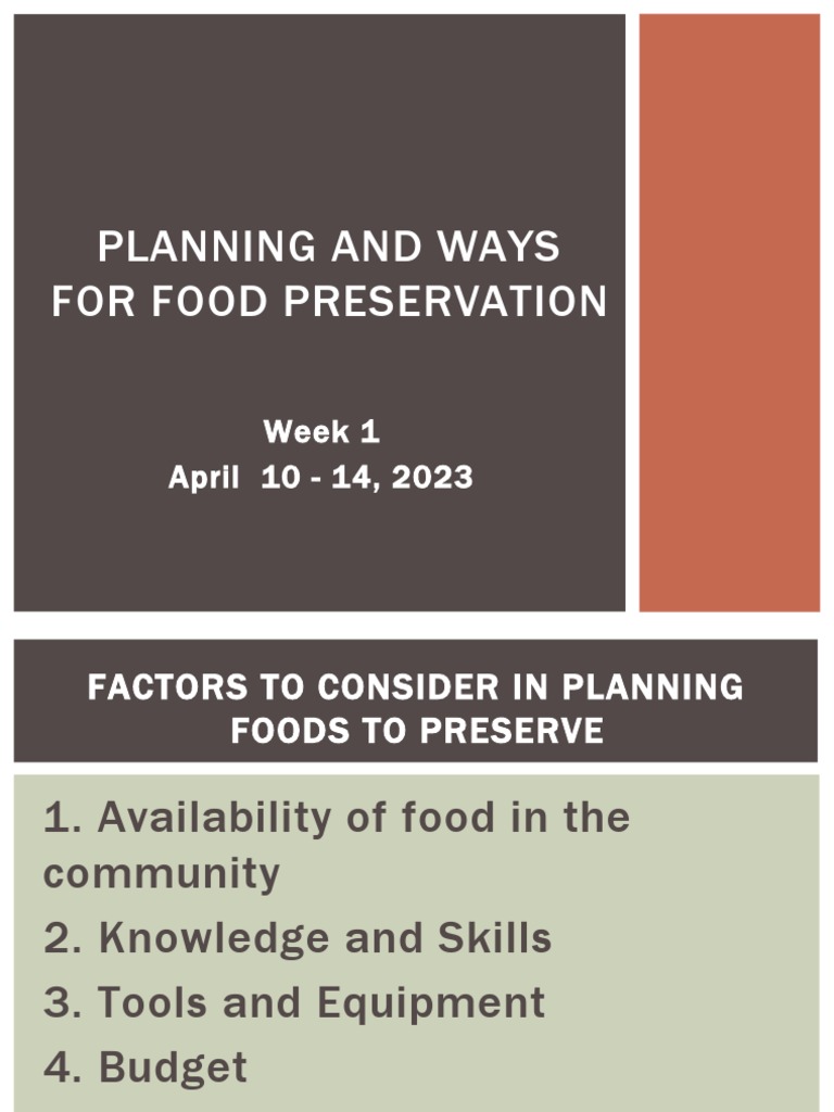 Food Preservation Planning Guide | PDF | Food Preservation | Foods