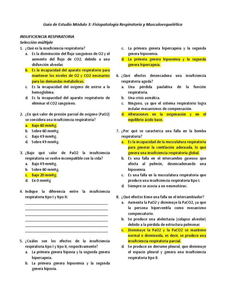 Respuestas Guía de Estudio Respiratorio | PDF | Asma | Enfermedad ...