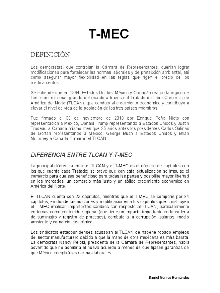 Copia de T-MEC | PDF | Tratado de Libre Comercio Norteamericano | México