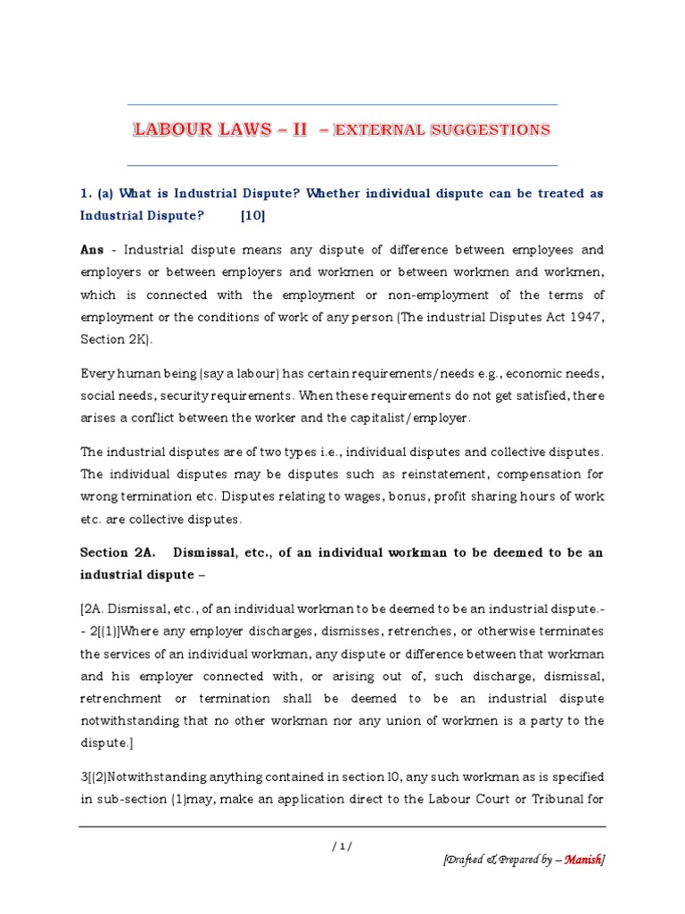 Labour Law External Suggestions | PDF | Tribunal | Lockout (Industry)
