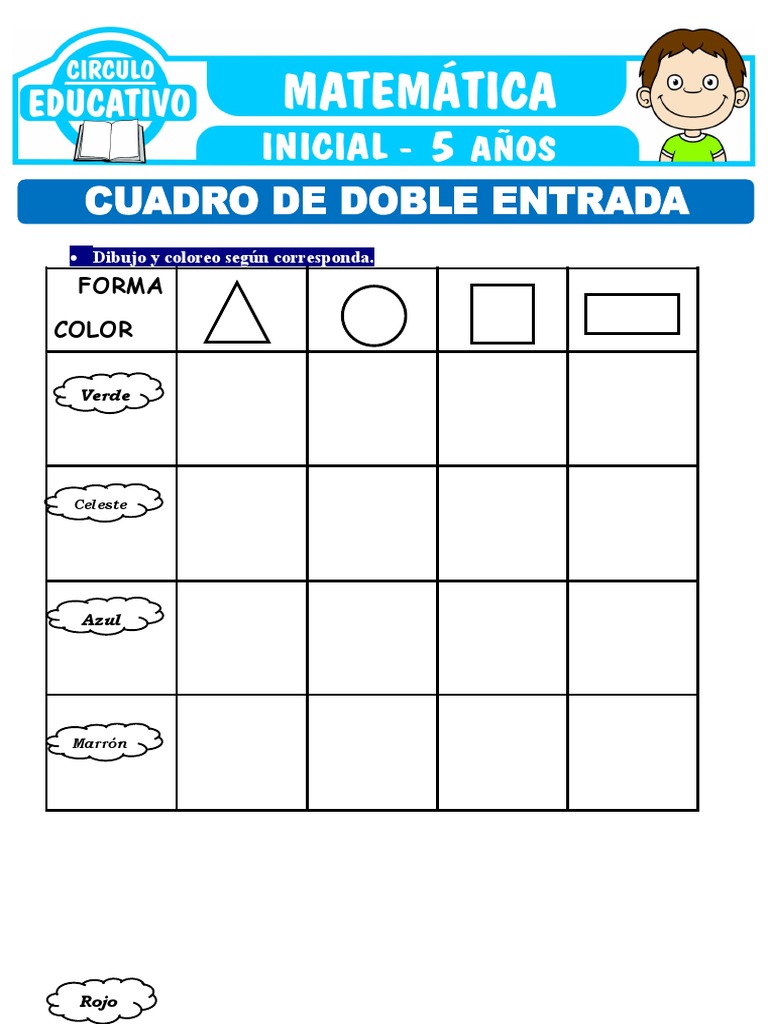 Cuadro de Doble Entrada para Ninos de Cinco Anos | PDF