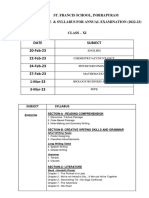 Annual Schedule and Syllabus Class XI