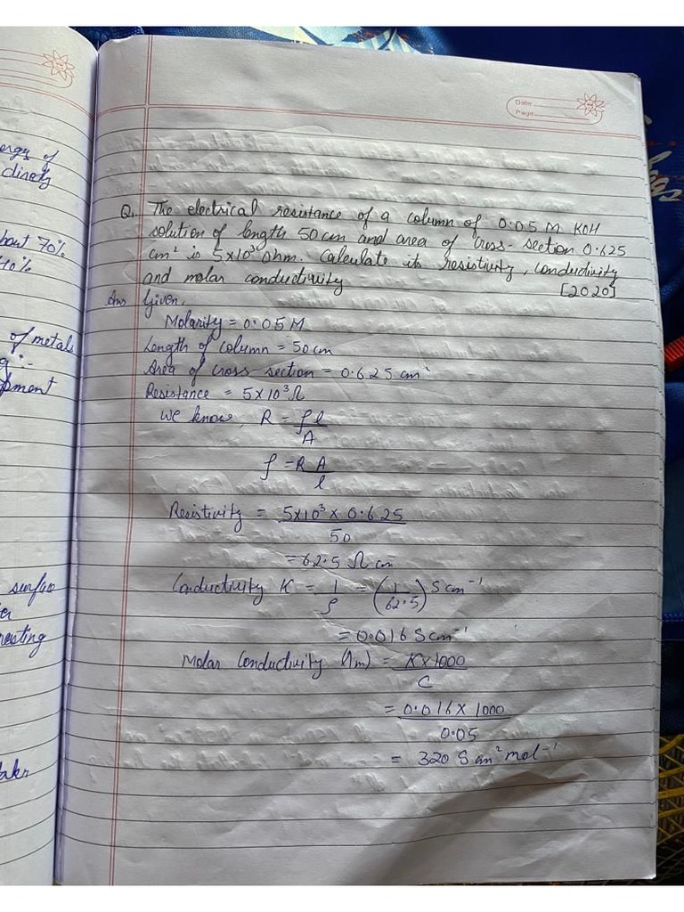 Electrochemistry class 12 previous year questions PDF