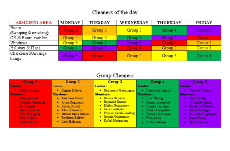 Cleaners of the day Activity | PDF